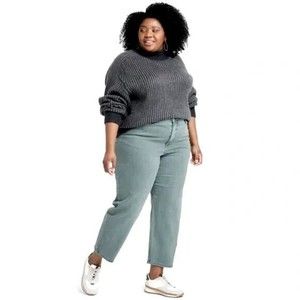 Ava & Viv Jeans Women's Plus 18W High Rise Slim Straight Charcoal Stretch New